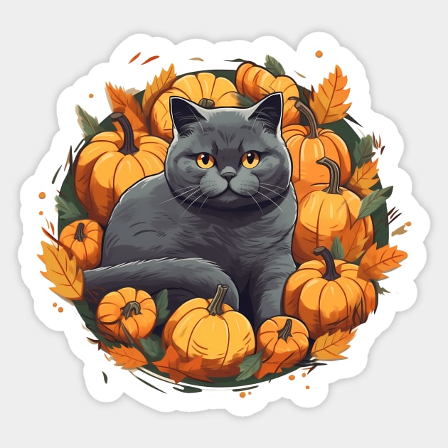 British Shorthair Cat Halloween, Cat Lover Sticker by logiamerch